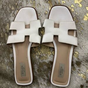 Steven By Steve Madden White Slide Sandals